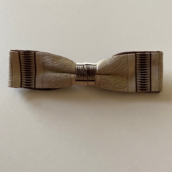 Vintage Clip-on Bow Tie Cream Brown - Picture 1 of 5